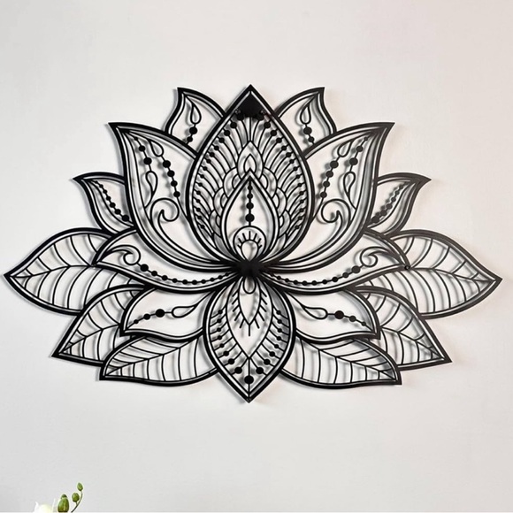 “Perforated Lotus” Lacey Punctured Ethnic Bollywood Floral Flower Petal Hoops - Picture 4 of 16